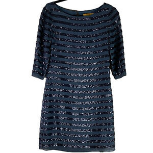 alice and olivia blue and gold dress Alice + Olivia blue and gold brocade dress,